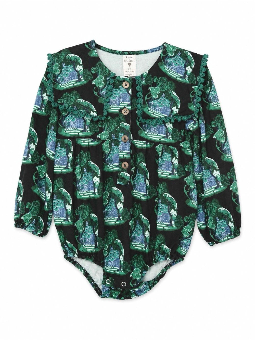 Kate Quinn Woodland Cottage Baby Romper 2T Bamboo Long Sleeve
